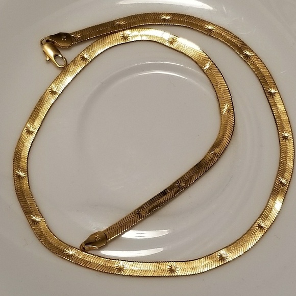 24k Gp Flat Herringbone Necklace | Poshmark